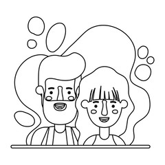 couple characters with paint splash background