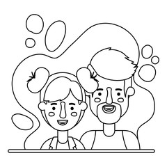 couple characters with paint splash background