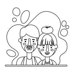 couple characters with paint splash background