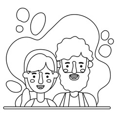 Fototapeta premium couple characters with paint splash background