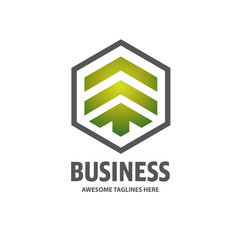 hexagon box arrow, abstract polygon logo template. logistic delivery courier transport service logo concept design.
