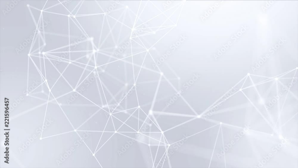 Poster 211. clean white abstract polygonal digital geometrical polygon plexus fractals moving low poly tech