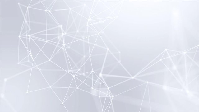 211. Clean White Abstract polygonal Digital Geometrical Polygon Plexus Fractals Moving low poly Technologies Minimalist design element Seamless loop background for corporate business presentation