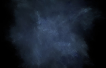 Abstract colorful blue fractal pattern on black background. Fantasy fractal texture. Digital art. 3D rendering. Computer generated image.