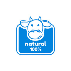 Natural milk logo design vector template. Badge for dairy products