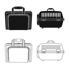 Isolated object of suitcase and baggage symbol. Set of suitcase and journey stock symbol for web.
