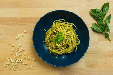 Pasta with Pesto, basil, pine nuts