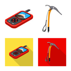 Vector illustration of alpinism and peak logo. Set of alpinism and camp stock vector illustration.