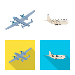 Vector illustration of plane and transport icon. Set of plane and sky stock vector illustration.