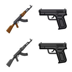 Vector illustration of weapon and gun icon. Collection of weapon and army vector icon for stock.