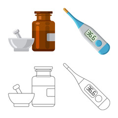 Vector design of pharmacy and hospital icon. Collection of pharmacy and business stock symbol for web.