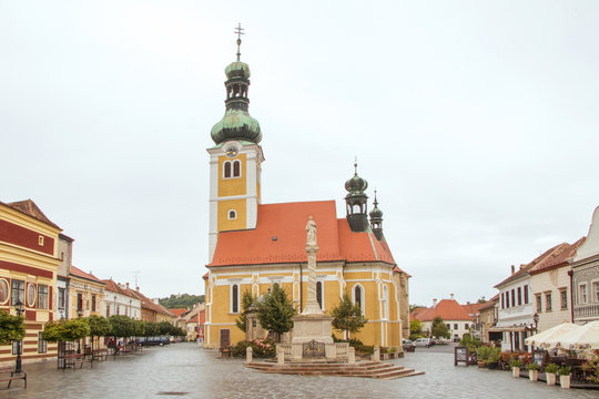  St Emeric Church on Jurisics Square, old town. Hungary, Koszeg, western Transdanubie, Hungary.