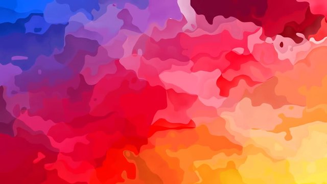abstract animated stained background seamless loop video - watercolor effect - vibrant rainbow full color spectrum - blue, pink, red, orange and yellow
