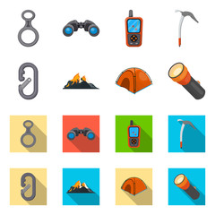 Isolated object of alpinism and peak logo. Collection of alpinism and camp stock symbol for web.