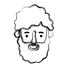 young man head with beard avatar character