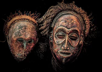 Keuken spatwand met foto masks art abstract africa African © Hart