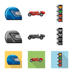 Vector design of car and rally symbol. Collection of car and race vector icon for stock.