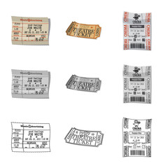 Vector illustration of ticket and admission sign. Collection of ticket and event vector icon for stock.