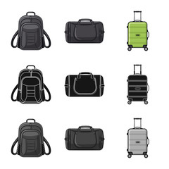 Vector design of suitcase and baggage logo. Set of suitcase and journey stock symbol for web.