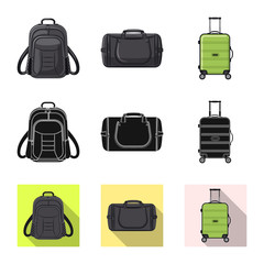 Vector design of suitcase and baggage symbol. Collection of suitcase and journey stock vector illustration.