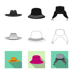 Isolated object of headwear and cap icon. Collection of headwear and accessory stock vector illustration.