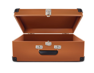 Travel. Open Suitcase. 3d vector illustration