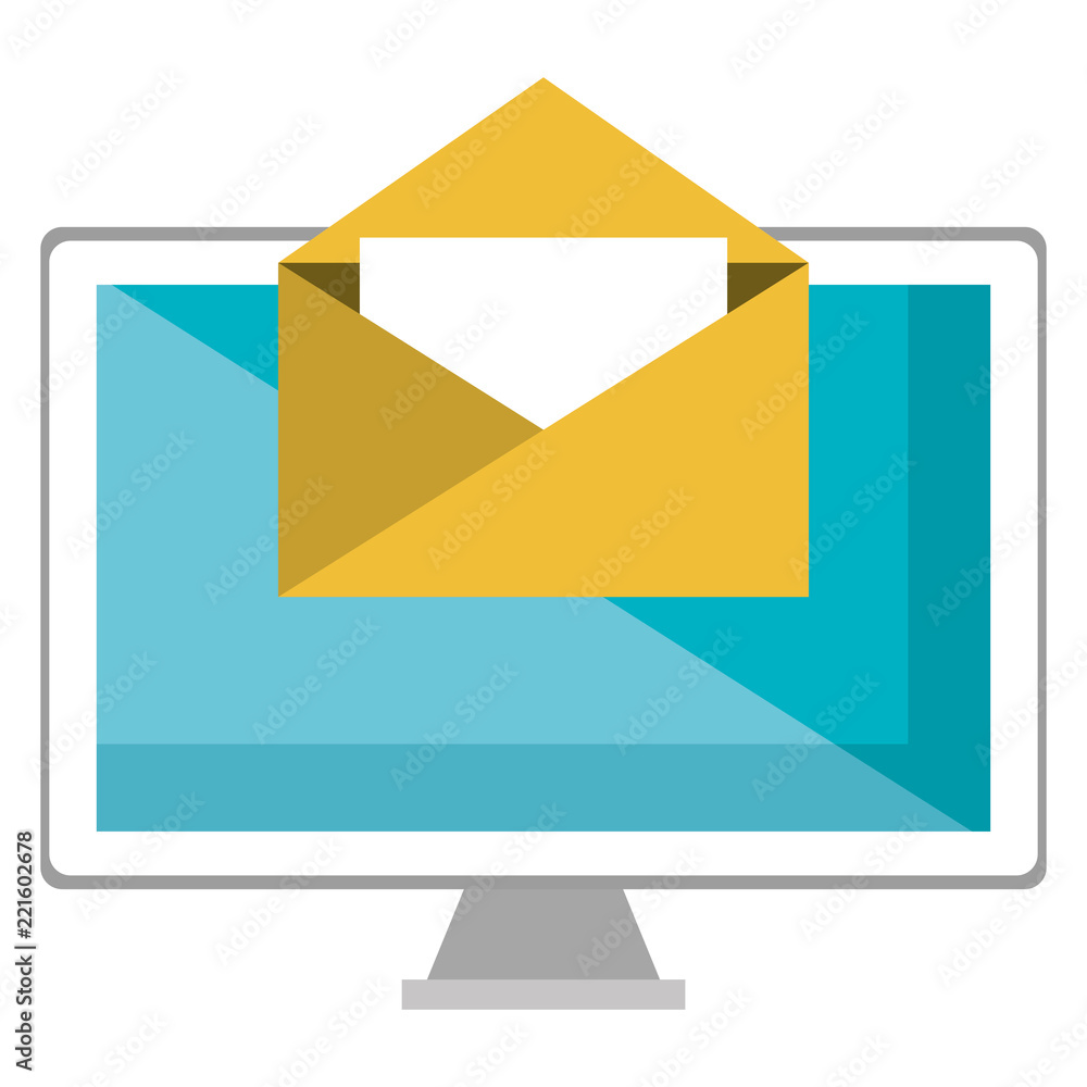 Poster monitor computer desktop with envelope
