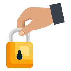 hand with safe secure padlock