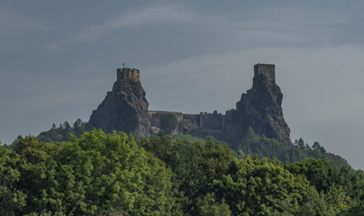 Fototapeta na wymiar Trosky castle in summer hot color day