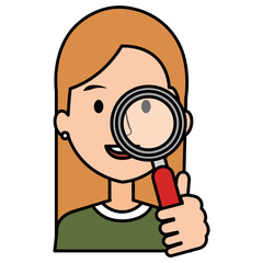 woman with search magnifying glass