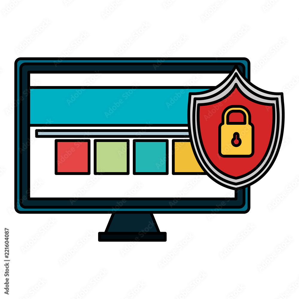 Poster monitor computer with shield padlock