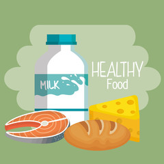 delicious milk bottle with healthy food