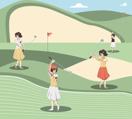 golf player women in the course