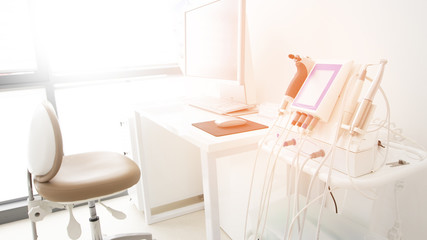 Abstract sharp hospital and clinic interior for background - Processing Blue color white balance