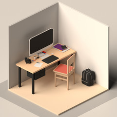 Stylised 3D Render of a Creative Workspace