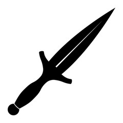 Simple, flat, black silhouette dagger icon. Isolated on white