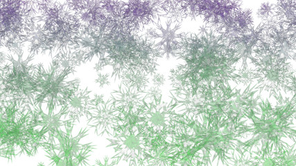 Abstract background with a variety of colorful snowflakes. Big and small.