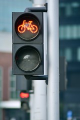 Bicycle traffic light with bicycle icon and active resolving light