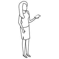 woman using smartphone with speech bubble