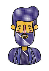 young man head with beard avatar character