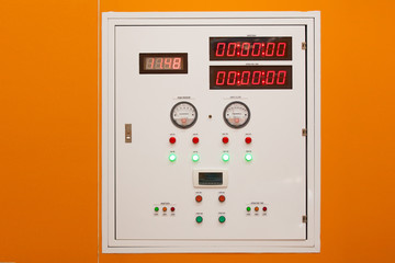 Low Voltage motor control center cabinet ,Pilot lamps device on power control panel with push buttons and lights cabinet.control panel in the hospital