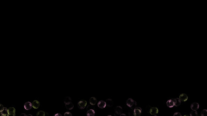 Background with a variety of multi-colored translucent soap bubbles.