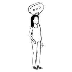 young woman talking with speech bubble