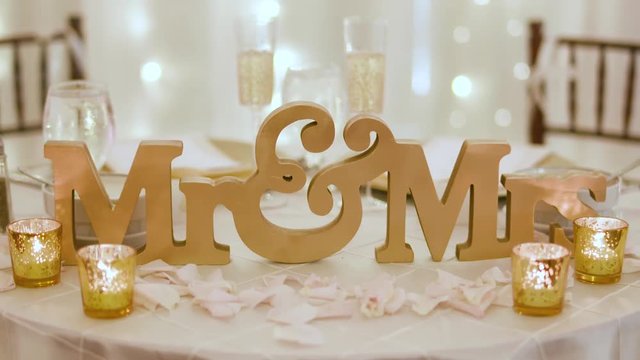 Mr and Mrs Sign at Wedding Reception