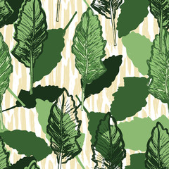 kale leaves on textured background seamless repeat pattern background.