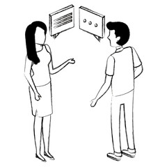 couple talking with speech bubble