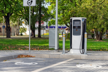 Electric car charging station for two vehicles