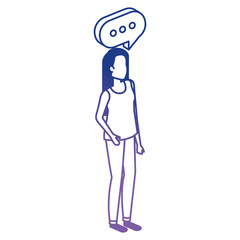 young woman talking with speech bubble