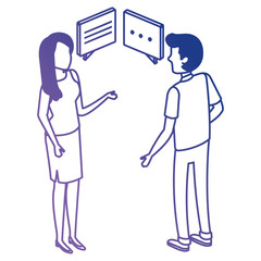 couple talking with speech bubble