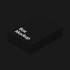 black box mockup on dark background with shadow